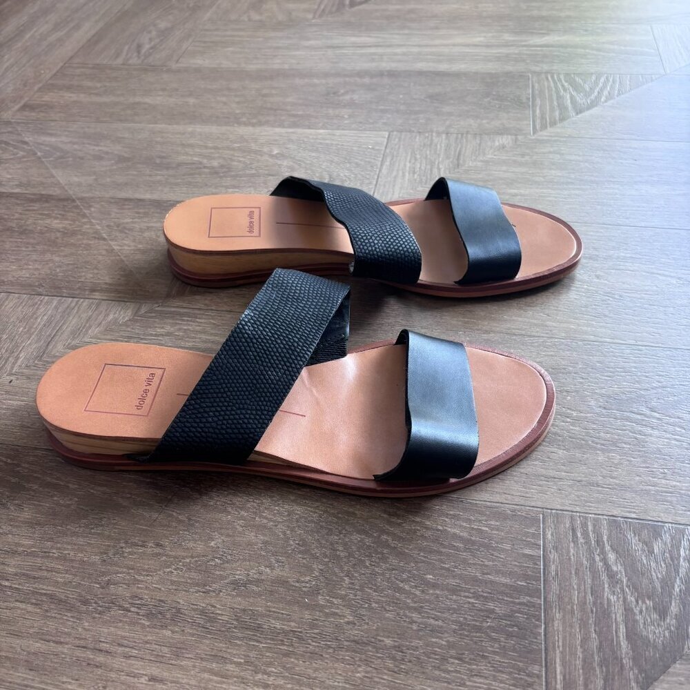 Dolce Vita Black Two Strap Slides - Picture 6 of 7